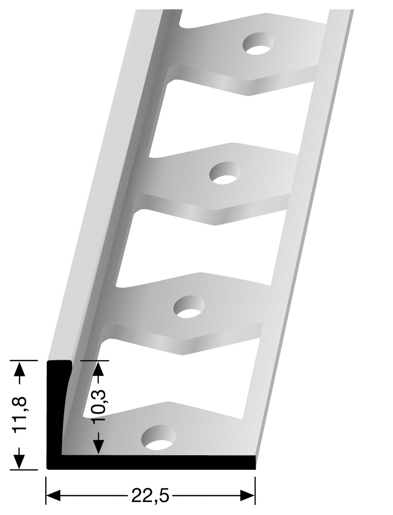 MPlus Doppel K Profil 304 G SBS 250cm 10,3mm Alu Natur F0 Fliesenabschlussp.